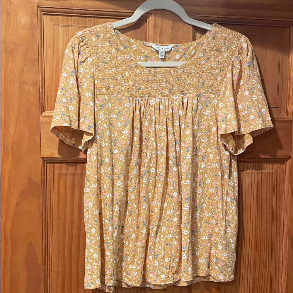 Lucky Brand Mustard Floral Blouse